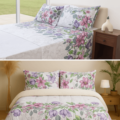 PACK INVIERNO - ALGODÓN CON PIEL DE CARNERO PREMIUM  1 1/2 PLAZAS