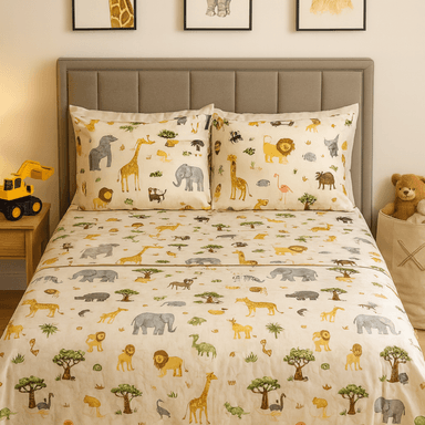 SET DE SÁBANA ESTAMPADA DE ALGODÓN 1 1/2 PLAZAS