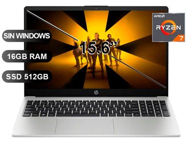 LAPTOP HP 250 G10, RYZEN7-7730U, 16GB RAM, 512GB SSD, 15.6', SIN WINDOWS (B03E1LT) - 1