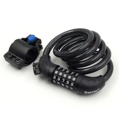 CABLE DE SEGURIDAD SL001 CON CANDADO DE 5 DÍGITOS NEGRO PARA BICICLETA