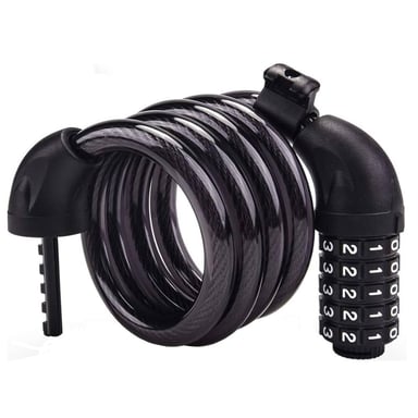 CABLE DE SEGURIDAD SL001 CON CANDADO DE 5 DÍGITOS NEGRO PARA BICICLETA - 3