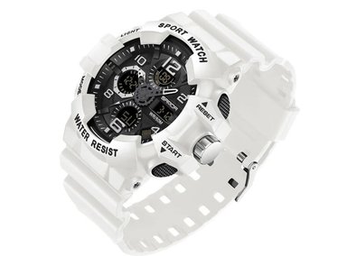 RELOJ DEPORTIVO SANDA 3168 RESINA ANÁLOGO-DIGITAL BLANCO