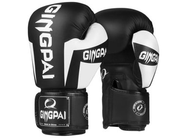 GUANTES BOXEO GINGPAI M02 PROFESIONALES 12 OZ NEGRO
