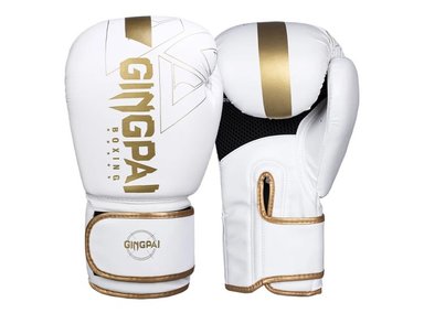 GUANTES BOXEO GINGPAI M01 PROFESIONALES 12 OZ BLANCO