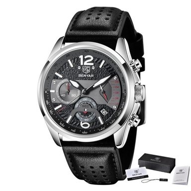 RELOJ HOMBRE BENYAR 5171 CRONOGRAFOS CORREA CUERO NEGRO