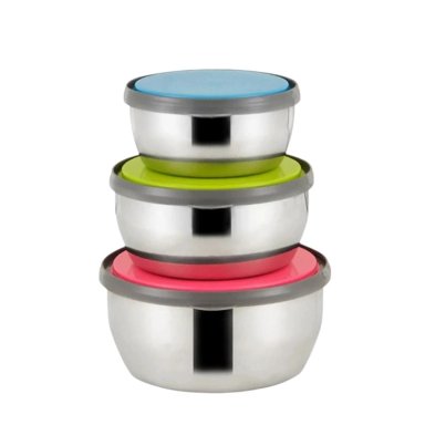 JUEGO DE 3 TAZONES CON TAPA RECIPIENTE CONTENEDOR X3 BOWLS PARA COCINA