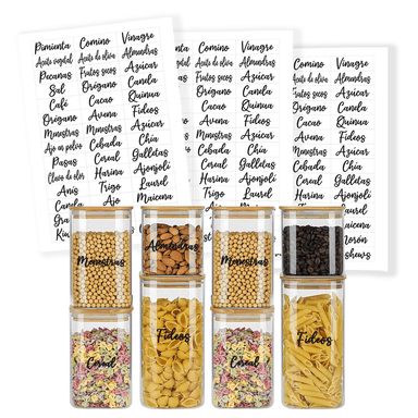 PACK 3 ETIQUETAS INSPIRA CORP TRANSPARENTE STICKERS FRASCOS ESPECIAS 42 UNIDADES