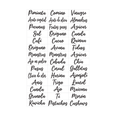 PACK 3 ETIQUETAS INSPIRA CORP TRANSPARENTE STICKERS FRASCOS ESPECIAS 42 UNIDADES - 2