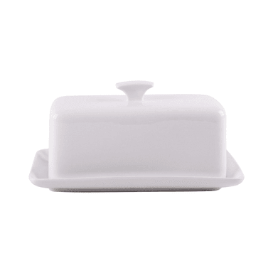 MANTEQUILLERO DE CERÁMICA LOZA BLANCO CON TAPA