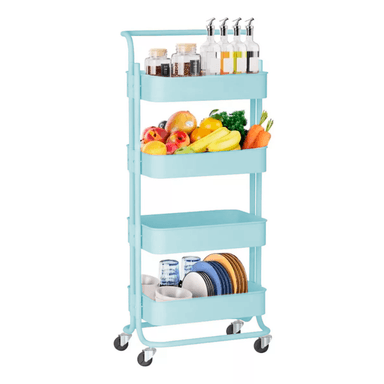 ESTANTE INSPIRA CELESTE ORGANIZADOR MULTIUSOS 4 NIVELES PASAMANOS RUEDAS