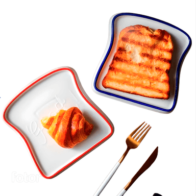 SET DE 4 VAJILLAS PLATO PARA DESAYUNO FORMA DE TOSTADA
