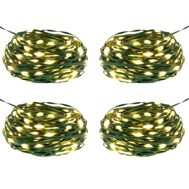 SET DE 4 GUIRNALDAS DE LUCES LED IMPERMEABLE NAVIDAD CABLE VERDE - 1