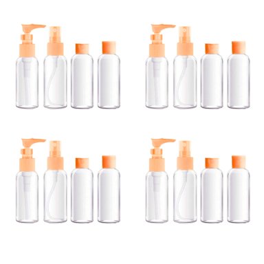 SET DE 16 FRASCOS PULVERIZADOR CONTENEDOR DE ASEO PARA VIAJE NARANJA