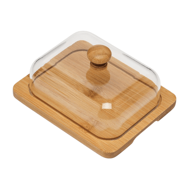 MANTEQUILLERA DE ACRÍLICO CON BASE DE BAMBÚ