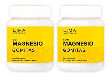 GOMITAS LIMA NATURALS 60 UNIDADES CON MAGNESIO SABOR FRESA PACK 2