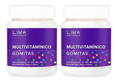 GOMITAS MULTIVITAMÍNICO SABOR FRESA LIMA NATURALS 60 UNIDADES PACK X 2