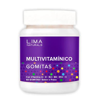 GOMITAS MULTIVITAMÍNICO SABOR FRESA LIMA NATURALS 60 UNIDADES