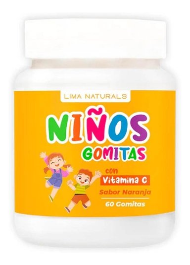 GOMITAS LIMA NATURALS 60 UNIDADES NIÑO CON VITAMINA C SABOR NARANJA