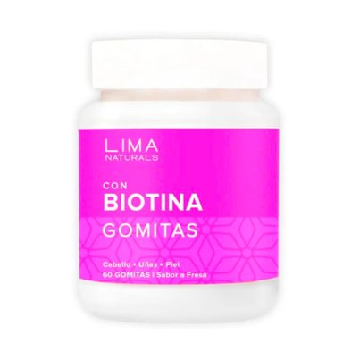 GOMITAS LIMA NATURALS 60 UNIDADES CON BIOTINA SABOR FRESA