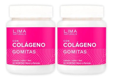 GOMITAS LIMA NATURALS 60 UNIDADES CON COLÁGENO SABOR NARANJA PACK 2