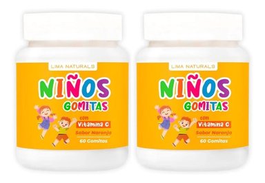 GOMITAS LIMA NATURALS 60 UNIDADES NIÑO CON VITAMINA C SABOR NARANJA PACK 2