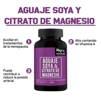 PACK 6 FRASCOS MUJER AGUAJE 100 CÁPSULAS AGUAJE SOYA Y MAGNESIO - 2