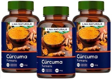 PACK 03 FRASCOS LIMA NATURALS CÚRCUMA 100 CÁPSULAS
