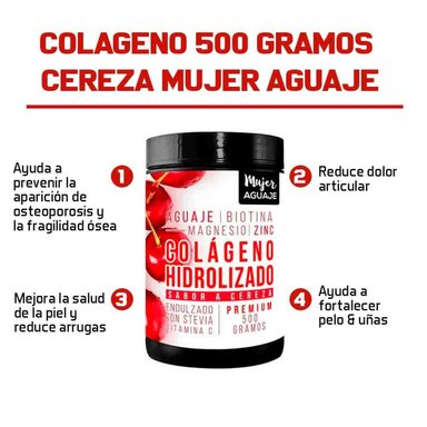 BEBIDA EN POLVO MUJER AGUAJE COLÁGENO 500 G SABOR CEREZA PACK 3 - 2