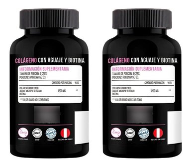 CÁPSULAS LIMA NATURALS COLÁGENO AGUAJE Y BIOTINA COMPRIMIDOS 02 FRASCOS 100 UNIDADES - 3