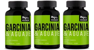 CÁPSULAS MUJER AGUAJE GARCINIA Y AGUAJE COMPRIMIDOS 03 FRASCOS 100 UNIDADES