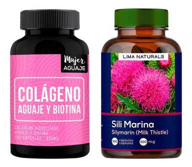 PACK CÁPSULAS LIMA NATURALS COLÁGENO AGUAJE Y BIOTINA COMPRIMIDOS 100 UNIDADES + SILIMARINA 100 UNIDADES