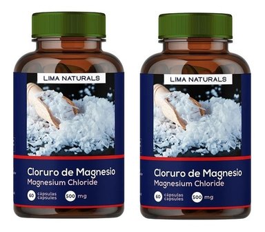 CÁPSULAS LIMA NATURALS CLORURO DE MAGNESIO POLVO PACK 02 FRASCOS DE 60 CAPSULAS