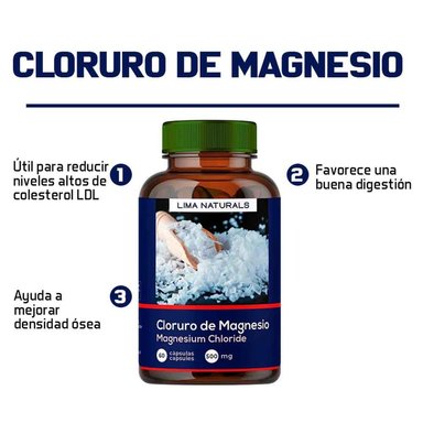 CÁPSULAS LIMA NATURALS CLORURO DE MAGNESIO POLVO PACK 02 FRASCOS DE 60 CAPSULAS - 2