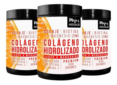 BEBIDA EN POLVO MUJER AGUAJE COLÁGENO 500 G SABOR MANDARINA PACK 3