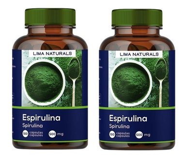 CÁPSULAS LIMA NATURALS ESPIRULINA COMPRIMIDOS PACK 02 FRASCOS 100 UNIDADES