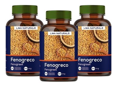 CÁPSULAS LIMA NATURALS FENOGRECO COMPRIMIDOS PACK 03 FRASCOS 100 UNIDADES