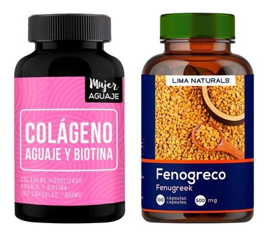 PACK CÁPSULAS LIMA NATURALS COLÁGENO AGUAJE Y BIOTINA COMPRIMIDOS 100 UNIDADES + FENOGRECO 100 UNIDADES