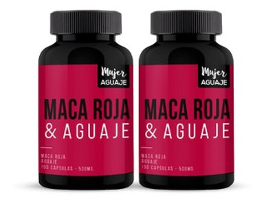 CÁPSULAS MUJER AGUAJE MACA ROJA Y AGUAJE COMPRIMIDOS PACK 02 FRASCOS 100 UNIDADES