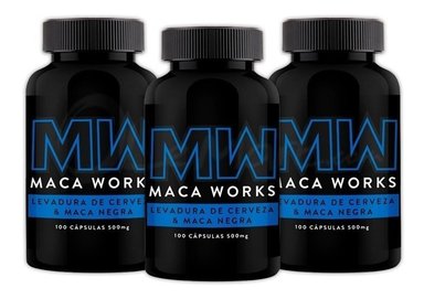 CÁPSULAS MACA WORKS LEVADURA DE CERVEZA Y MACA NEGRA COMPRIMIDOS PACK 03 FRASCOS 100 UNIDADES