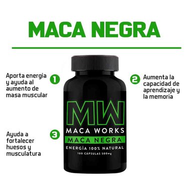 PACK LIMA NATURALS COMPRIMIDOS CLORURO DE MAGNESIO 60 CÁPSULAS + MACA NEGRA 100 CÁPSULAS MACA WORKS - 3