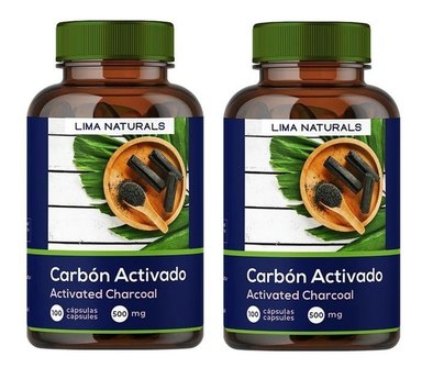CÁPSULAS LIMA NATURALS CARBÓN ACTIVADO COMPRIMIDOS PACK 02 100 UNIDADES