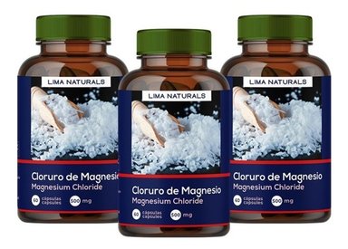 CÁPSULAS LIMA NATURALS CLORURO DE MAGNESIO COMPRIMIDOS PACK 03 FRASCOS DE 60 UNIDADES