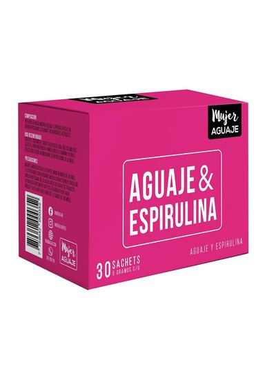 ESPIRULINA Y AGUAJE CAJA DE 30 SACHETS DE 5G C/U MUJER AGUAJE