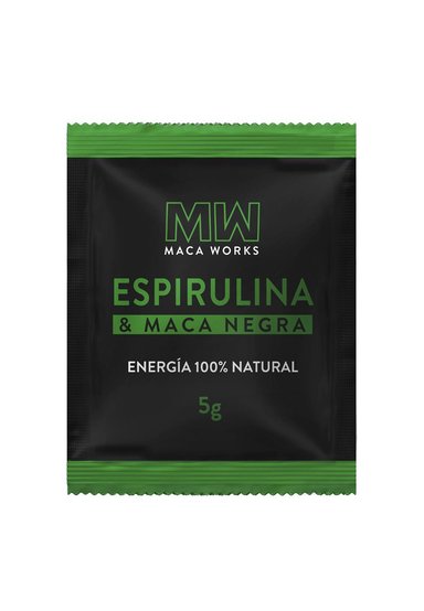 CAFÉ MACA WORKS 150 GR ESPIRULINA Y NEGRA CAJA 30 SACHETS 5G C/U - 3