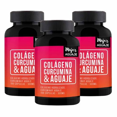 VITAMINA MUJER AGUAJE COLÁGENO CURCUMINA Y AGUAJE 500 MG PACK 3