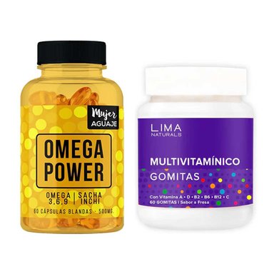 SUPLEMENTO LIMA NATURALS OMEGA POWER 60 CÁPSULAS + GOMITAS ADULTO MULTIVITAMÍNICO 60 UNIDADES