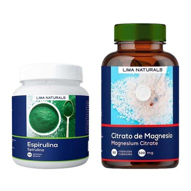 SUPLEMENTO LIMA NATURALS ESPIRULINA 100 G + CITRATO MAGNESIO 90 CÁPSULAS