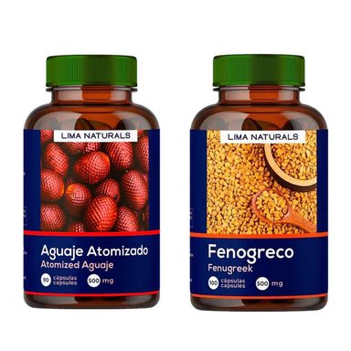 SUPLEMENTO LIMA NATURALS AGUAJE ATOMIZADO 90 CÁPSULAS + FENOGRECO 100 CÁPSULAS