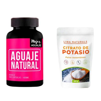 SUPLEMENTO MUJER AGUAJE AGUAJE NATURAL 100 CÁPSULAS + CITRATO POTASIO 200 G