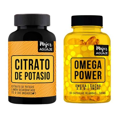 CITRATO DE POTASIO 90 CÁPSULAS + OMEGA POWER 60 CÁPSULAS MUJER AGUAJE